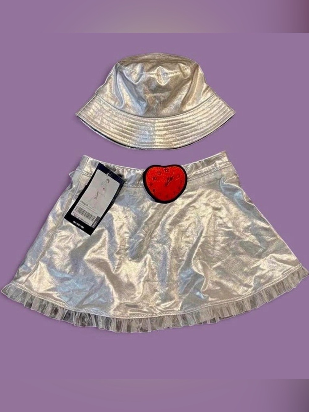 Dolls Kill x Trickz n Treatz Silver Skirt and Top Hat